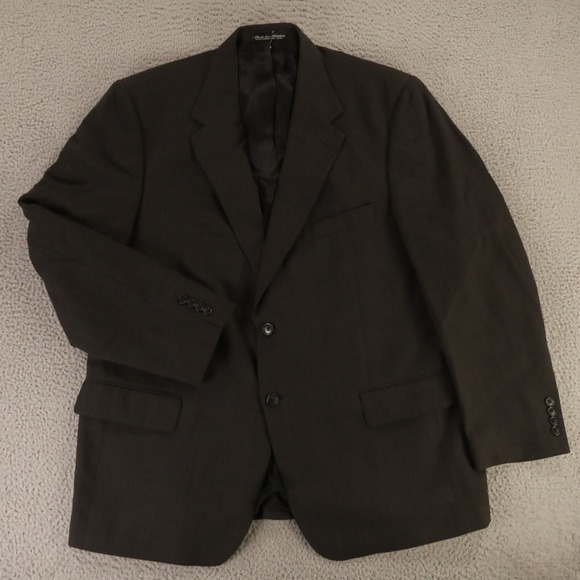Houndstooth Jacket XL XLT Brown Black Gun Club Check 100% Wool‎ Blazer 46R
